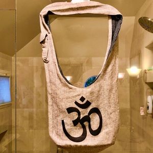 Linen over the shoulder bag with Sacred 🕉